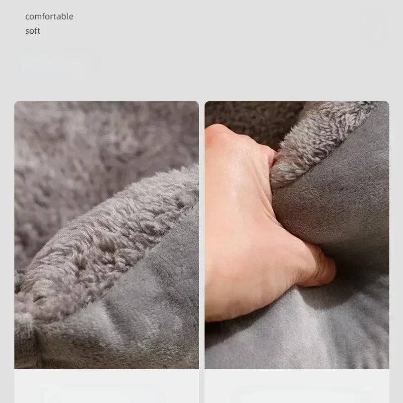 Fluffy Thickened Cat Bed Square Warm Comfortable Pets Cushion Pad with Non-slip Base Large Soft Dog Nest Winter Pet Supplies