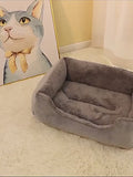 Fluffy Thickened Cat Bed Square Warm Comfortable Pets Cushion Pad with Non-slip Base Large Soft Dog Nest Winter Pet Supplies